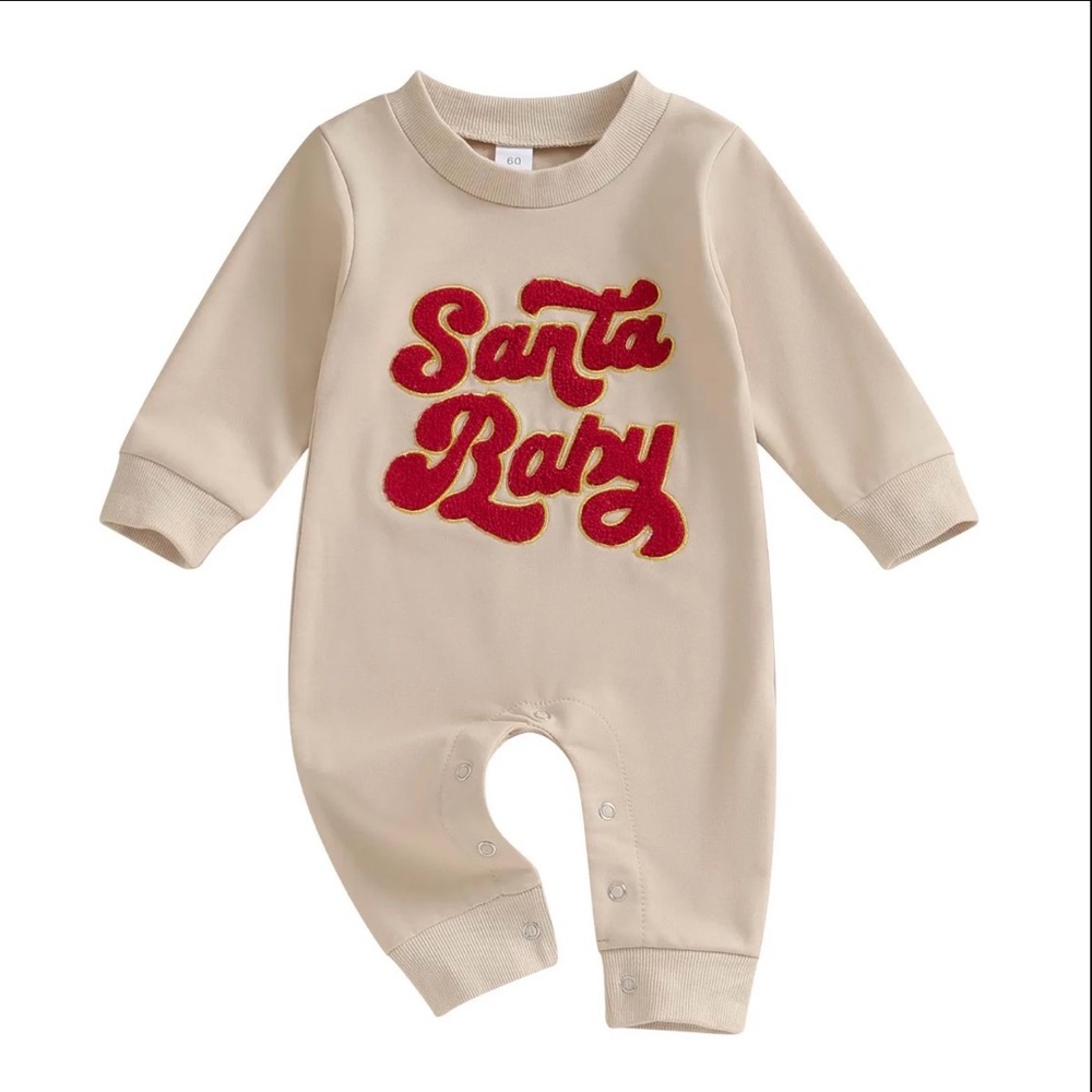 Santa Baby▪️Beige Onesie▪️Size 0-3 months